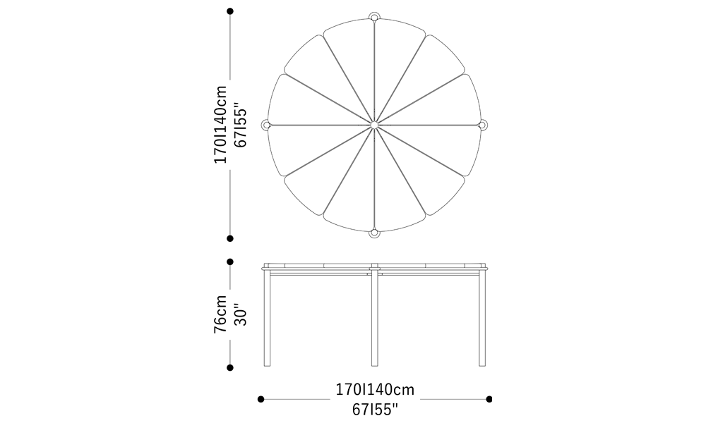 Image of the main dimensions of the product